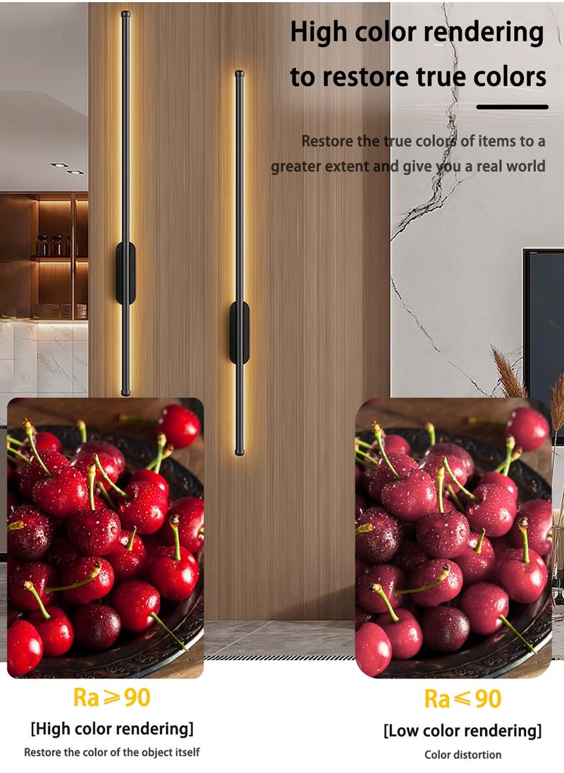 Two-Pack Modern Simple One-Word Long Wall Lamp Black LED Two-Color Atmosphere Light Background Decorative Lamp Remote Control Suitable For Living Room And Bedroom