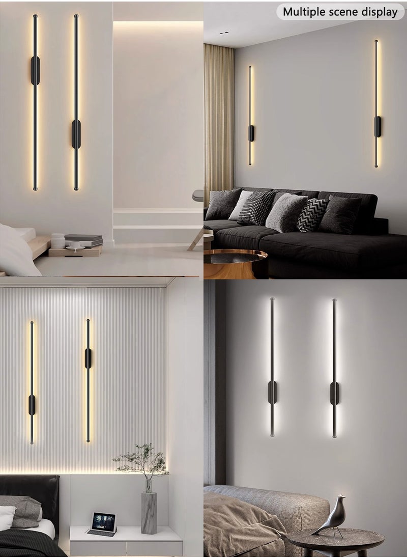 Two-Pack Modern Simple One-Word Long Wall Lamp Black LED Two-Color Atmosphere Light Background Decorative Lamp Remote Control Suitable For Living Room And Bedroom