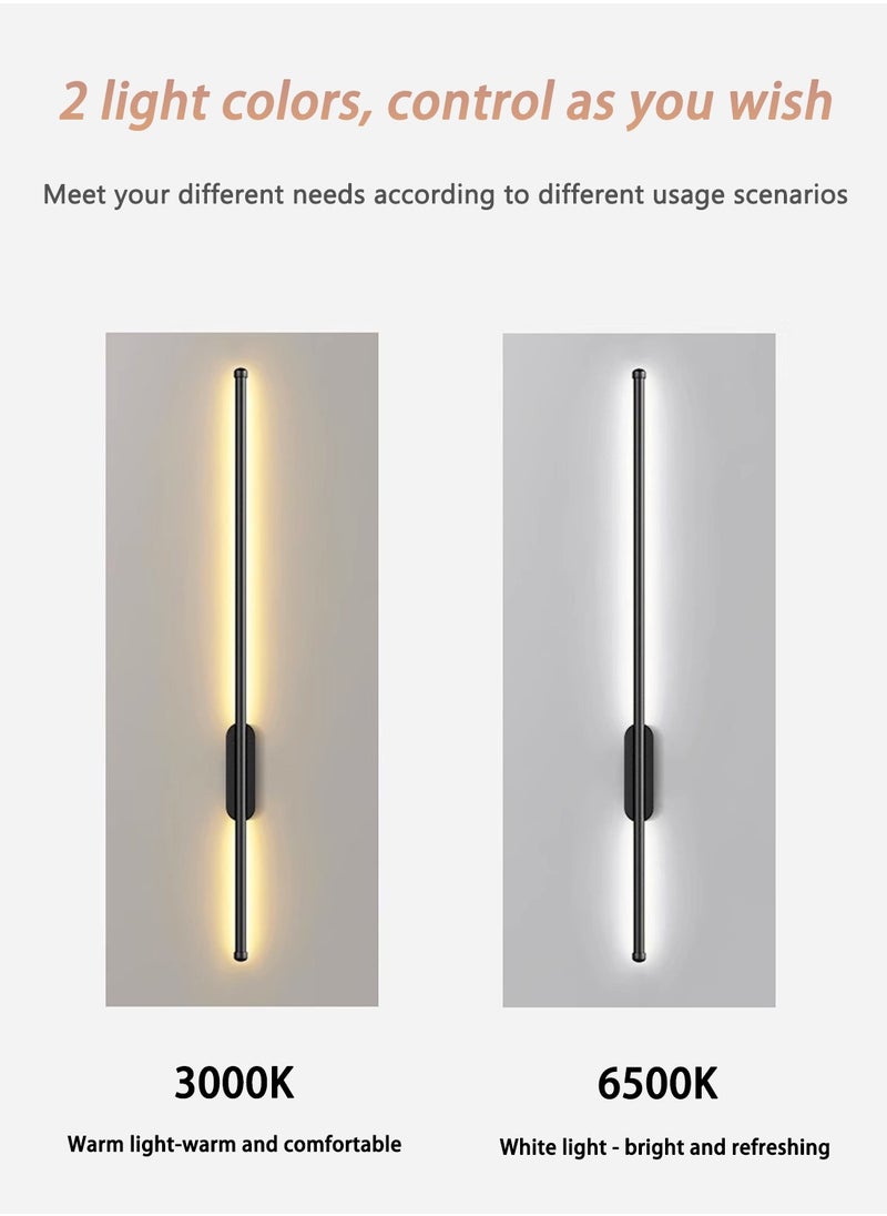 Two-Pack Modern Simple One-Word Long Wall Lamp Black LED Two-Color Atmosphere Light Background Decorative Lamp Remote Control Suitable For Living Room And Bedroom