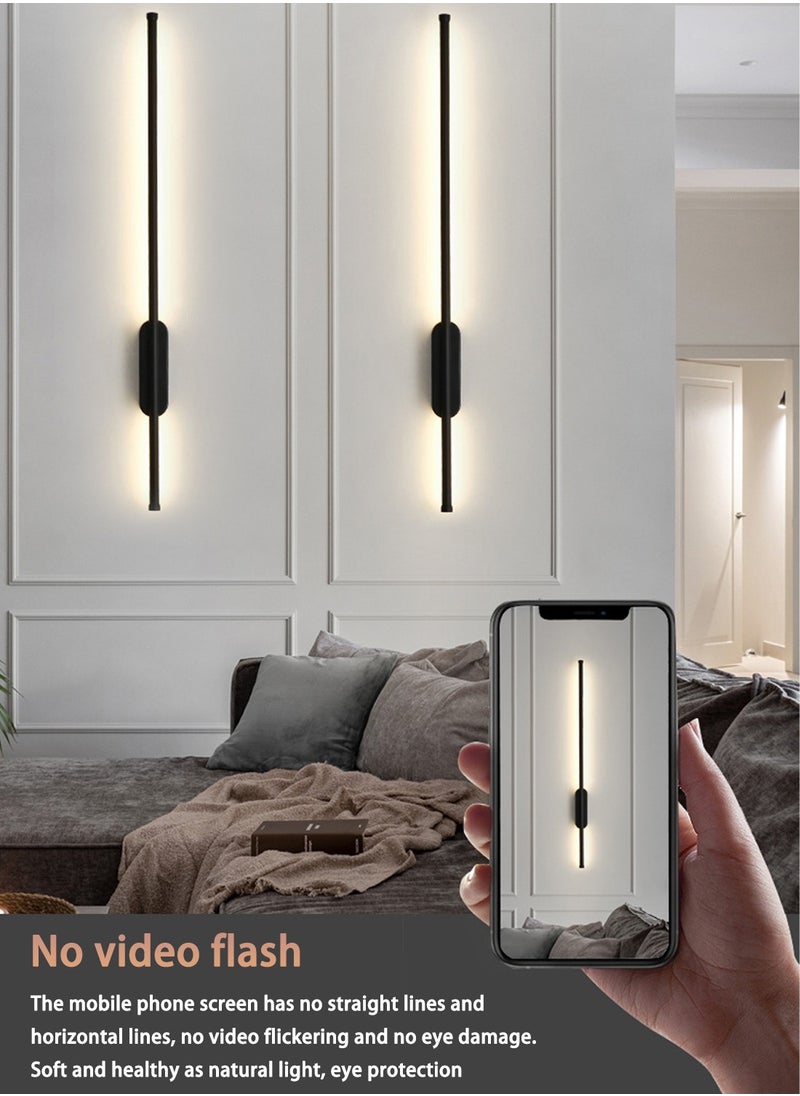 Two-Pack Modern Simple One-Word Long Wall Lamp Black LED Two-Color Atmosphere Light Background Decorative Lamp Remote Control Suitable For Living Room And Bedroom