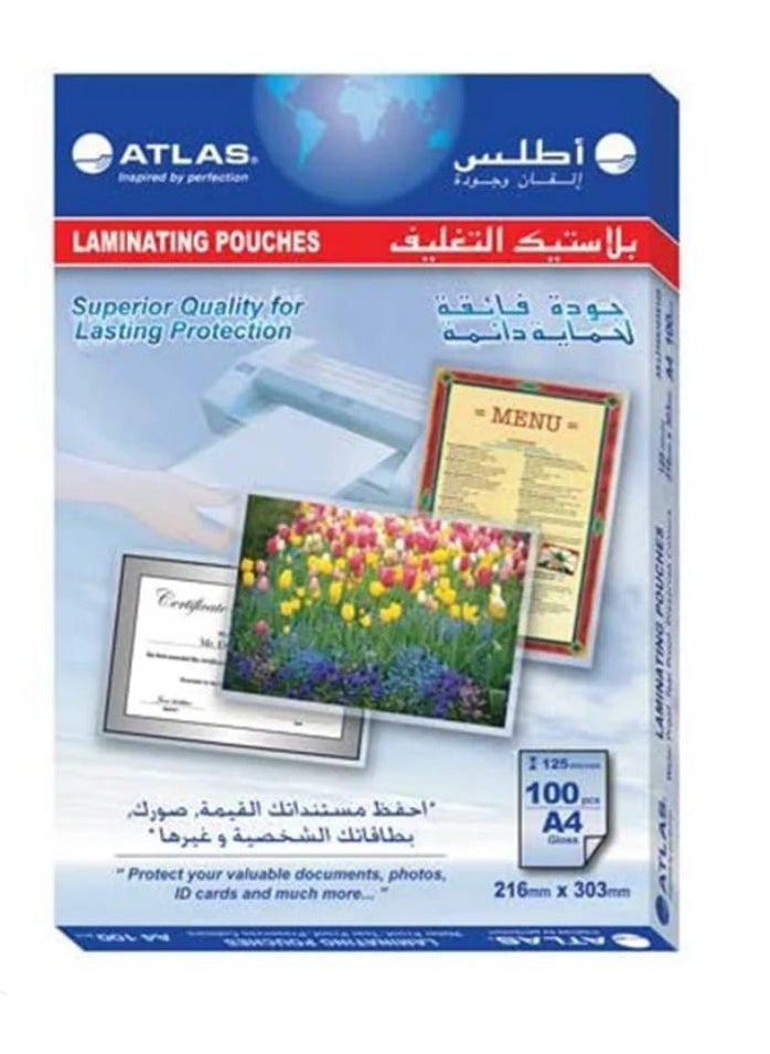 ATLAS 100-Piece A4 Film Lamination Sheets Clear  - Image 1