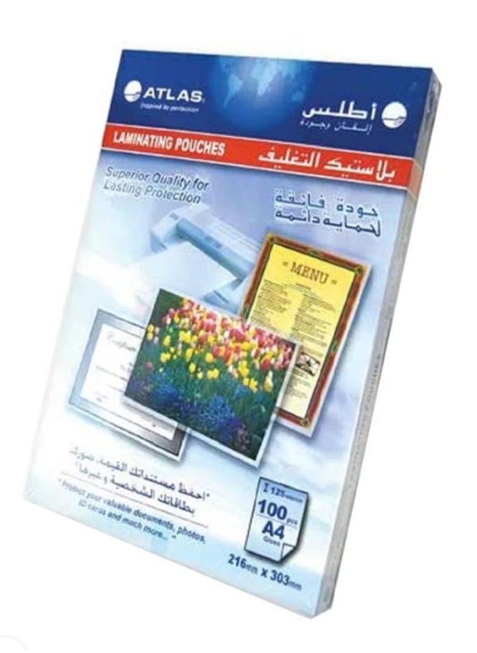 ATLAS 100-Piece A4 Film Lamination Sheets Clear  - Image 2