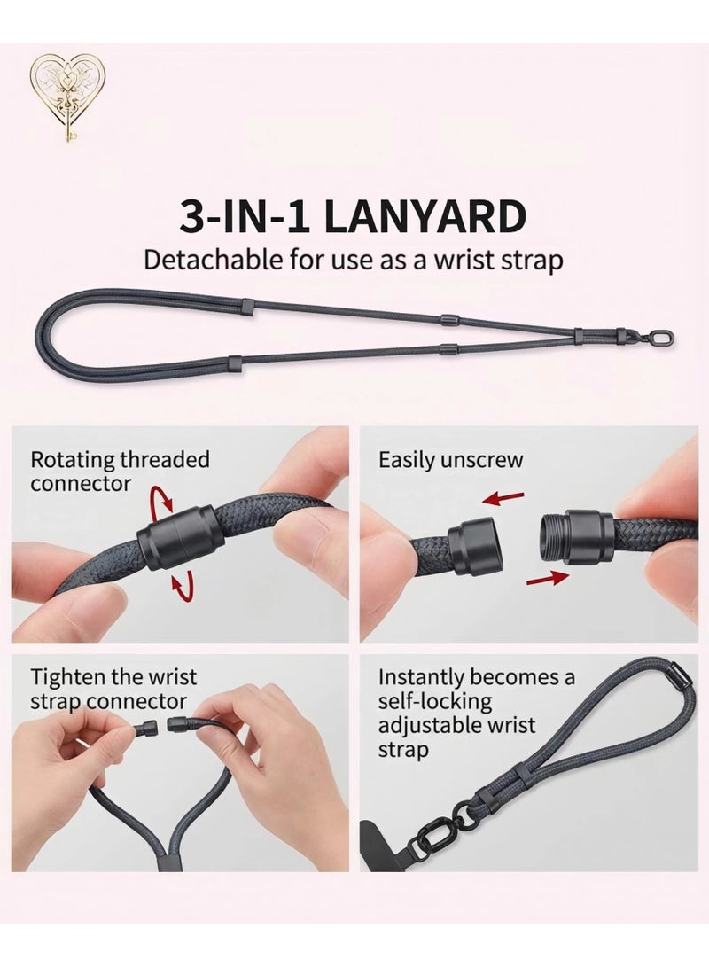 كيامور حبل عنق رمادي 3 في 1 قابل للتعديل مع حامل بطاقة للهاتف – يمكن استخدامه كسوار يد، حبل رقبة، أو حزام جانبي، مثالي لحمل الهاتف أو حامل البطاقة بأمان وبدون استخدام اليدين أثناء الاستخدام اليومي، العمل، السفر، الفعاليات، أو المهرجانات - Image 4