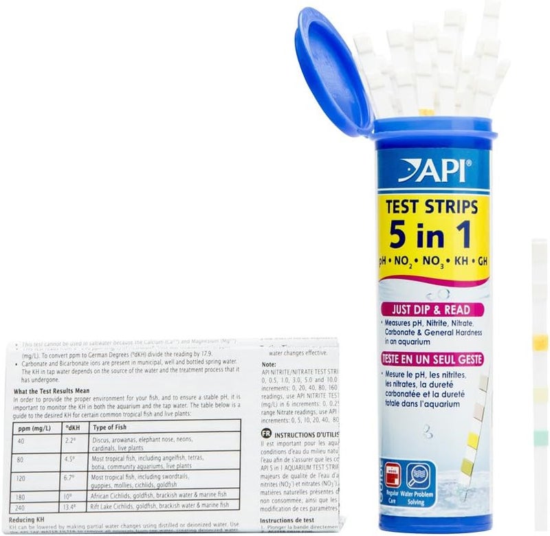 API 5-in-1 Test Strips for Freshwater & Saltwater Aquariums - 25 Count - Image 3