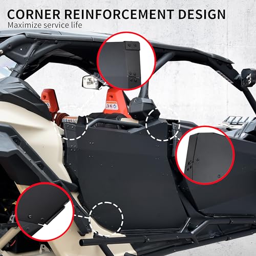 SAUTVS Rear Aluminum Full Doors for Can-Am X3 MAX, Heavy Duty Aluminum Rear Full Metal Doors Panels for Can-Am Maverick X3 MAX 2017-2025 Accessories, Replace OEM #715004753, 715007972 - Image 3