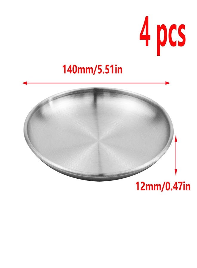 Antrader 4PCS Silver Serving Tray,5.5inch Stainless Steel Decorative Tray, Round Tray,Small Storage Tray for Jewelry, Makeup, Candle, Toiletry, Kitchen - Image 2
