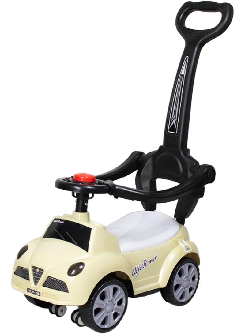 Kids' push car with a steering handle and interactive steering wheel. - Image 1