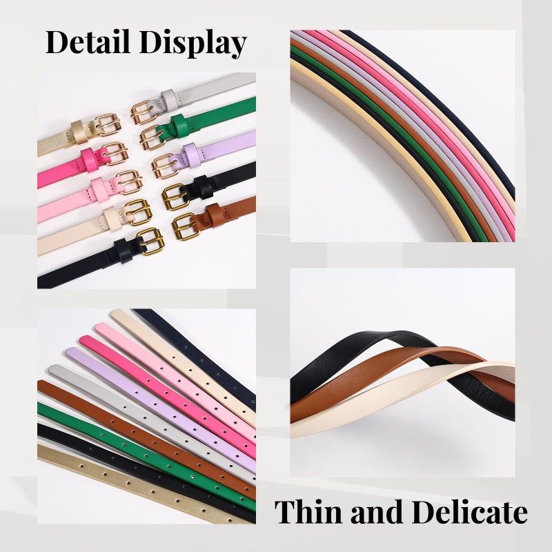 JASGOOD 4 Pack Skinny Women Leather Belt for Dresses Thin Waist Belt for Jeans Pants with Gold Buckle - Image 5