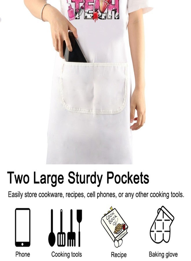 PXTIDY Nail Tech Apron With Pockets Nail Tech Gift Nail Salon Gift Nail Tech Supplies Waterproof Apron Adjustable (NAIL TECH white Apron) - Image 4