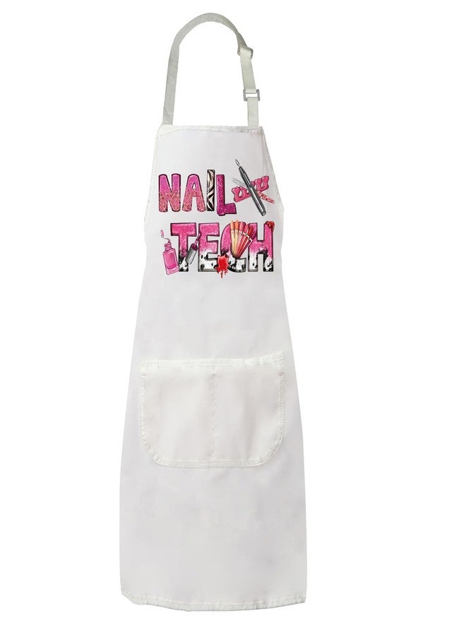 PXTIDY Nail Tech Apron With Pockets Nail Tech Gift Nail Salon Gift Nail Tech Supplies Waterproof Apron Adjustable (NAIL TECH white Apron) - Image 1