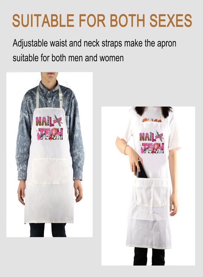 PXTIDY Nail Tech Apron With Pockets Nail Tech Gift Nail Salon Gift Nail Tech Supplies Waterproof Apron Adjustable (NAIL TECH white Apron) - Image 5