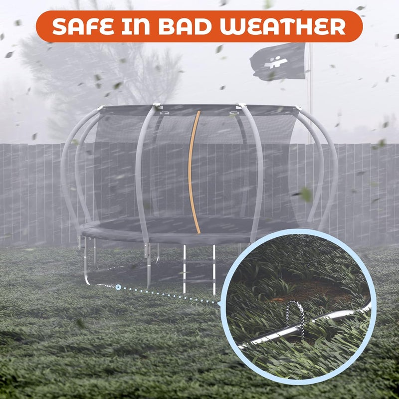 Happin 8 Pc Happin Trampoline Anchor Stakes for High Wind; Heavy Duty 12” U-Shape Ground Stakes Made of Galvanized Steel; Trampoline Tie Down Anchor Kit for Safety and Property Protection (Silver) - Image 3