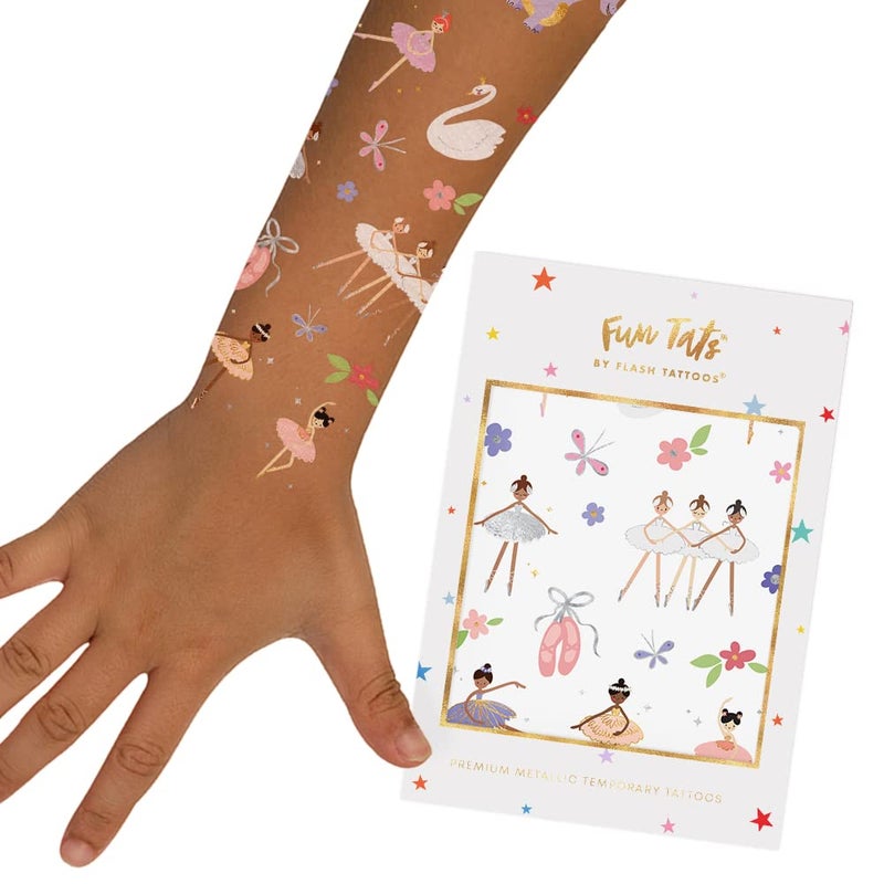 Flash Tattoos kids Ballerina pack 40 Kids tattoo Metallic tattoo Birthday Party Supplies ballerinas flowers butterflies ballet shoes