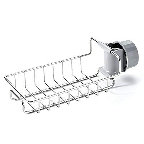 Keshal keshal Stainless Steel Kitchen and Bathroom Faucet Soap Scrubbers Sponge Holder Rack Hanging Sink Organizer Caddy Rack Towel Holder Faucet Caddy for Bathroom - Image 3