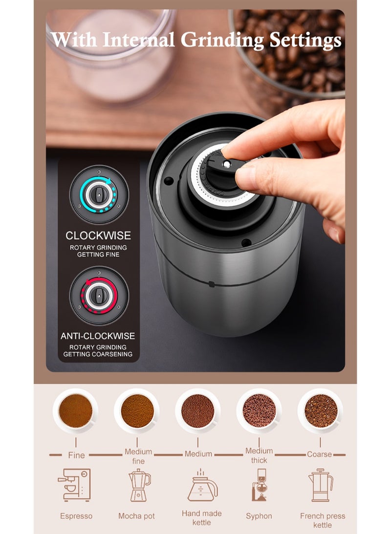 Portable Coffee Grinder, Rechargeable Electric Burr Grinder with Adjustable Grind Settings (Stainless Steel)  - Image 2