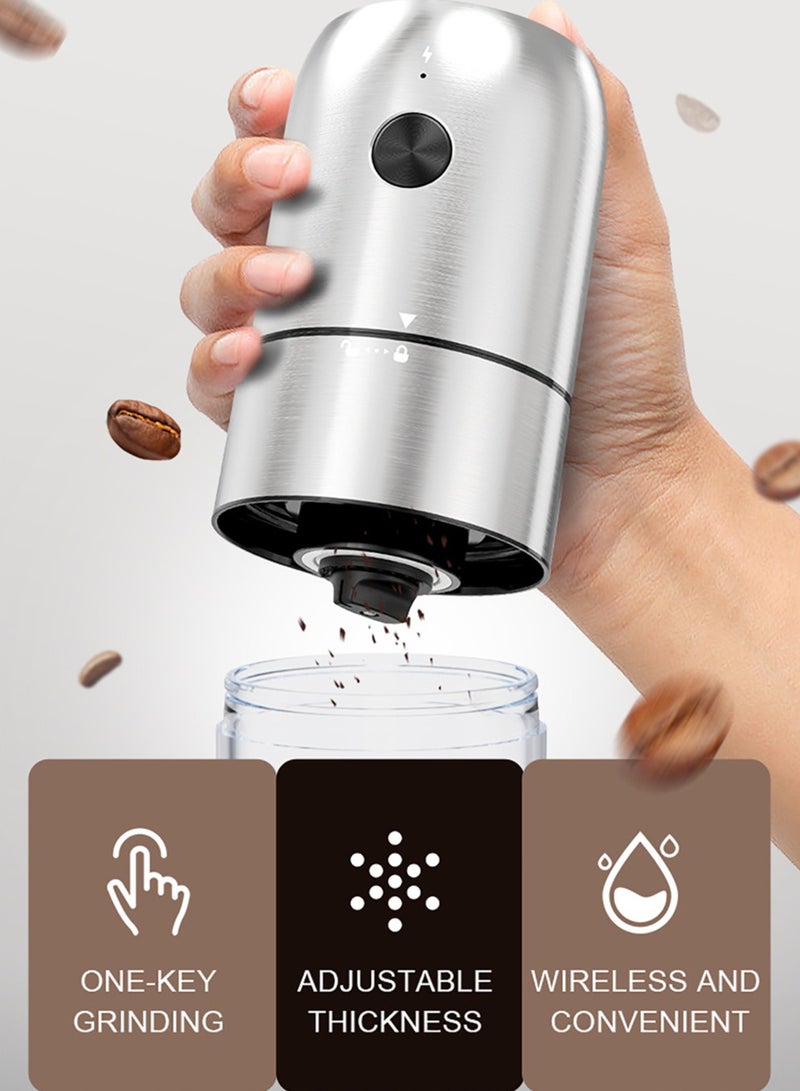 Portable Coffee Grinder, Rechargeable Electric Burr Grinder with Adjustable Grind Settings (Stainless Steel)  - Image 3