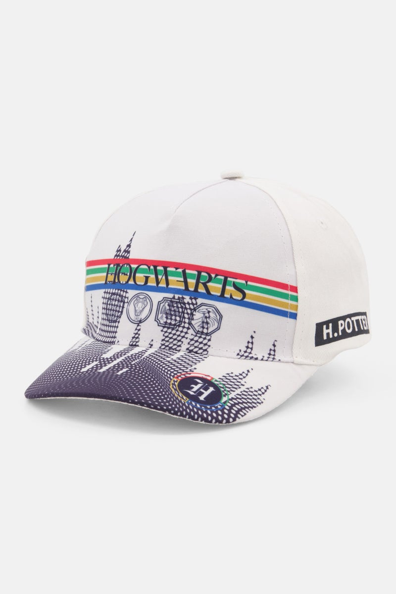 Harry Potter Kids Boy Graphic Print Velcro Cap, White  - Image 1