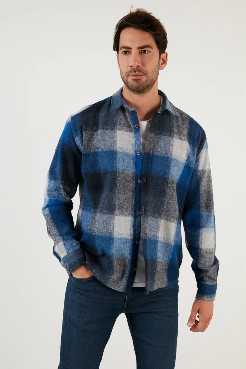 Buratti Regular Fit Plaid Patterned Cotton Lumberjack Shirt Men's Shirt 5896602