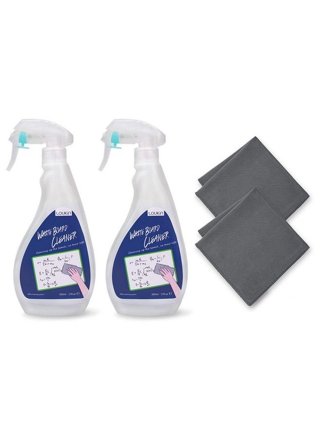 Loukin Non-Toxic Whiteboard Cleaner, 17 Fl Oz Dry Erase Board Cleaner, Low-Odor Whiteboard Cleaning Spray With Cloths, Removes Stubborn Marks From Whiteboards, Chalkboard (2-Pack)  - Image 1
