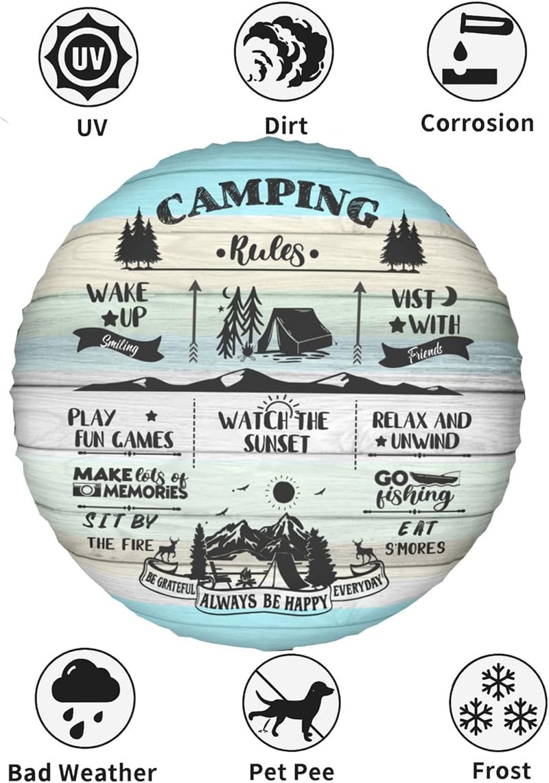 Sumsive Camping Rules Spare Tire Cover for RV Trailer Camper RV Spare Tire Cover Waterproof Spare Tire Wheel Cover for Travel Trailer,RV,SUV Camper Tire Cover Protectors 15" - Image 3