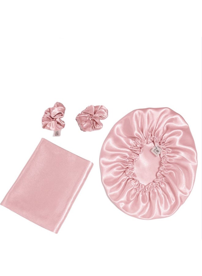 Life Style set of 4 original silk haircare 1 Satin bonnet set +2 hair tie +1 satin pillowcase - Image 1