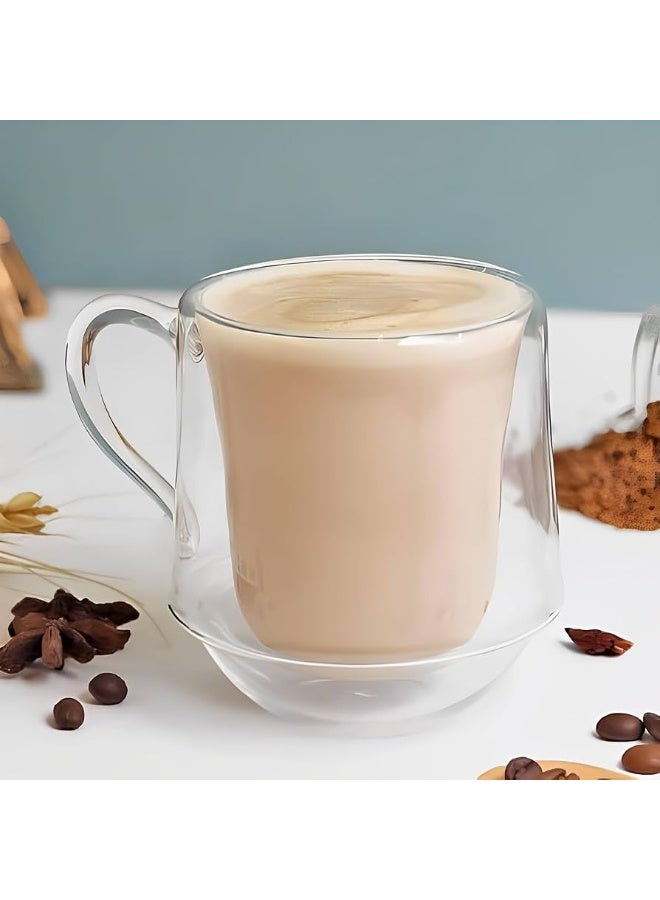 Clear Double Wall Glass Pyramid Cup, Heat Resistant Transparent Mug for Hot and Cold Drinks – Elegant Insulated Glassware for Tea, Coffee, Juice & More