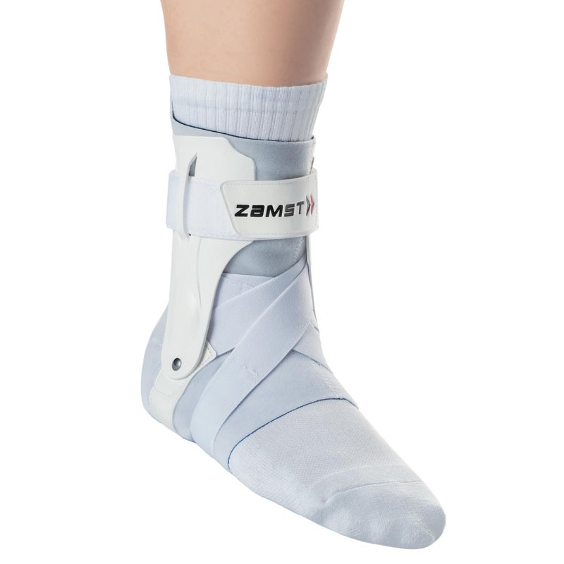 Zamst A2-Dx Sports Ankle Brace With Protective Guards For High Ankle Sprains And Chronic Ankle Instability-For Basketball  Volleyball  Lacrosse  Football-White  Right  Large - Image 1
