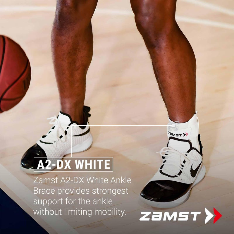 Zamst A2-Dx Sports Ankle Brace With Protective Guards For High Ankle Sprains And Chronic Ankle Instability-For Basketball  Volleyball  Lacrosse  Football-White  Right  Large - Image 2