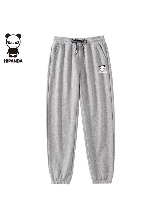 Hipanda Men's Casual Pants Autumn Sports Long Pants With Elastic Cuffs Loose Black Printed Knit All-match Trousers Grey XL - Image 2