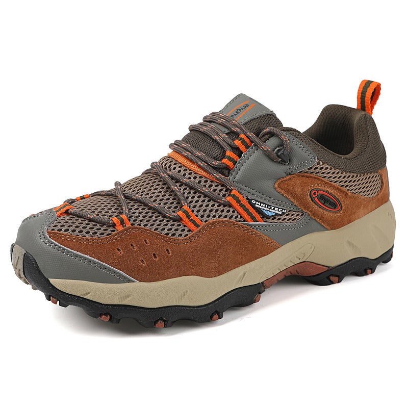 Mens Hiking Shoes Outdoor Hiking Shoes Spring and Autumn New Shock Cushion Grab Fashion All-match Mountain Climbing Sports Travel Shoes Brown orange