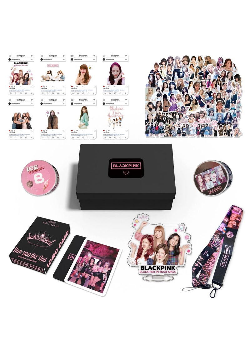 EHOME Blackpink Gift Box Set With Lomo Cards, Acrylic Stand, Hand Account Tape, Lanyard, Stickers, Photo Card - Image 1