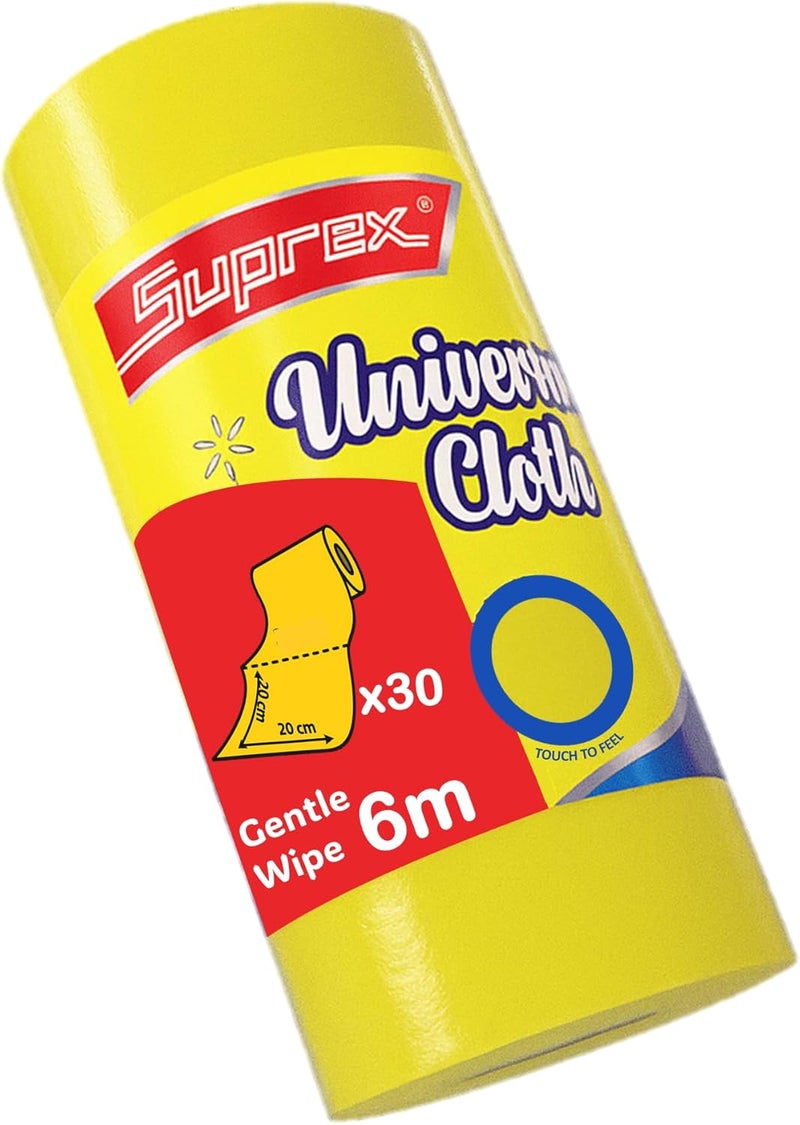 مناديل تنظيف من الفيسكوز عالية الامتصاصية من سلسلة Premium Multipurpose Viscose Cleaning Cloth – مناديل قابلة لإعادة الاستخدام، مثالية لتنظيف المطبخ والأسطح والمنزل، بطول 6 أمتار لكل لفة (عبوة تحتوي على 30 منديلًا).