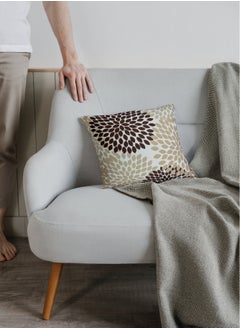 AL-HRAER Luxury Cotton Sofa Cushion Cover with A Durable Fabric With A Soft And Comfortable Texture With Floral Leaf Designs And Decent Colors On All Decors 45X45 cm  - Image 3