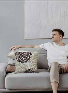 AL-HRAER Luxury Cotton Sofa Cushion Cover with A Durable Fabric With A Soft And Comfortable Texture With Floral Leaf Designs And Decent Colors On All Decors 45X45 cm  - Image 4