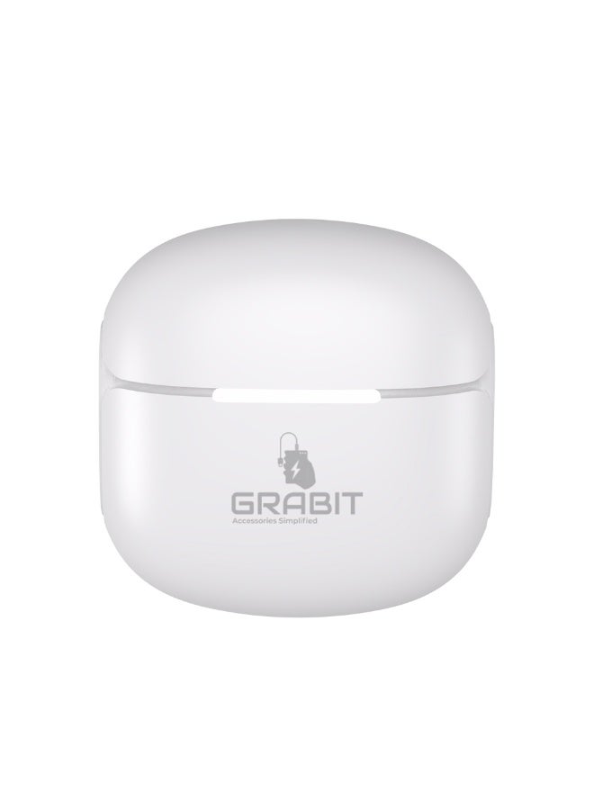 GRABIT True Wireless Earbuds, In Ear, Clear Sound, Smart Touch Controls with light, 4-Hour Battery Life, Type-C Charging (White) - Image 1