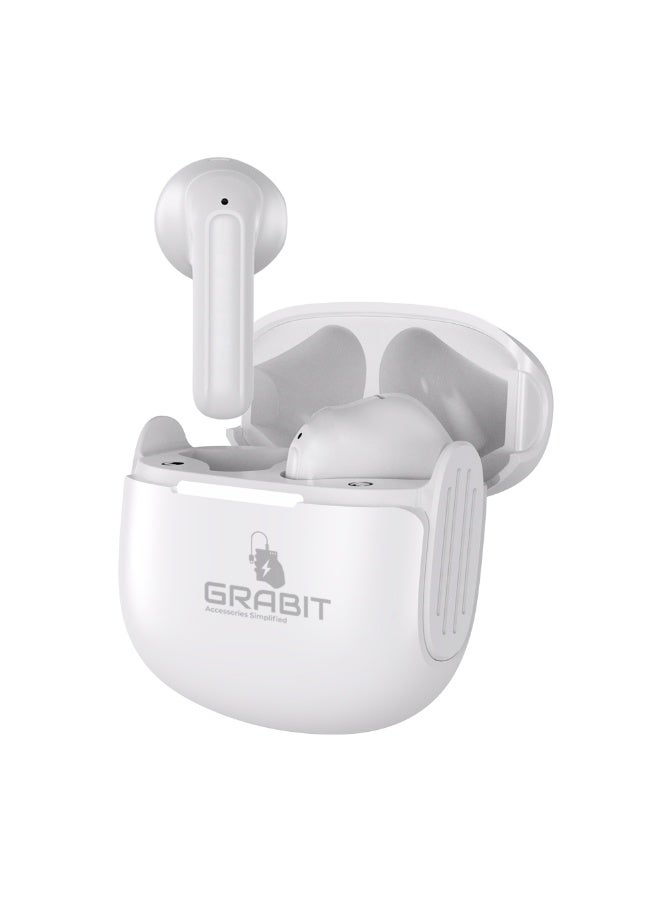 GRABIT True Wireless Earbuds, In Ear, Clear Sound, Smart Touch Controls with light, 4-Hour Battery Life, Type-C Charging (White) - Image 3