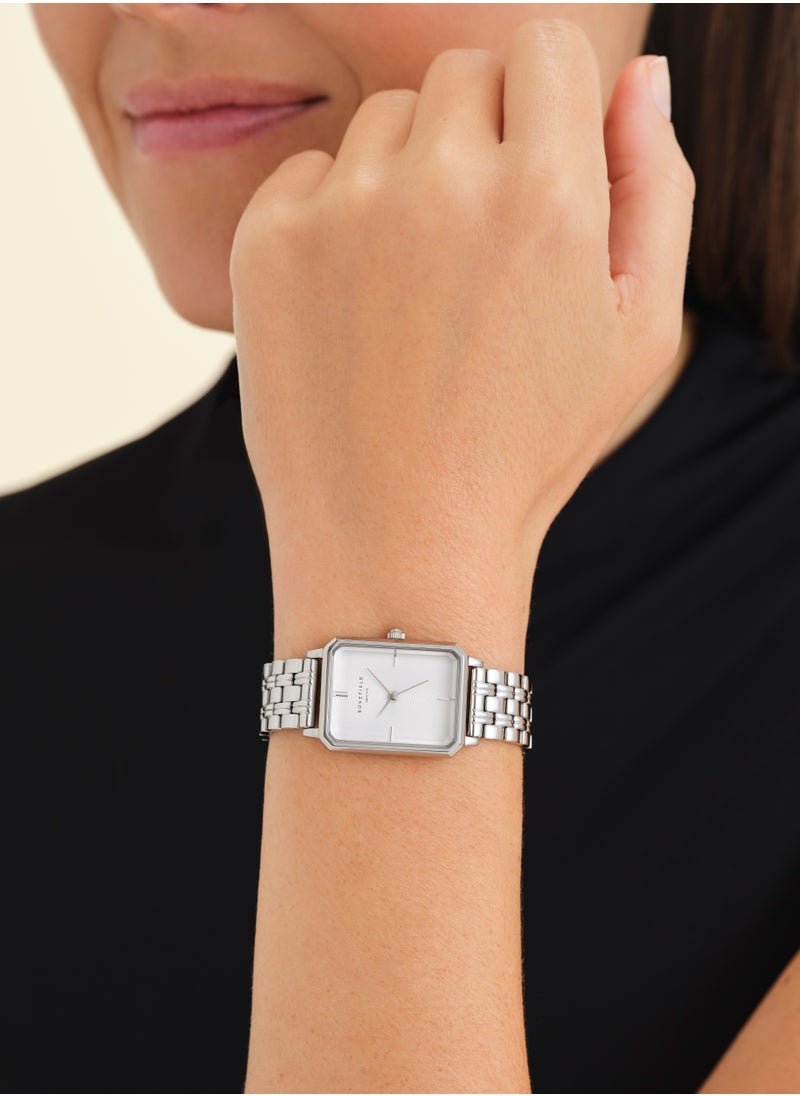 RoseField - Rosefield Octagon White Sunray Steel Silver Women Watch - OCWSS-O41 - Image 1