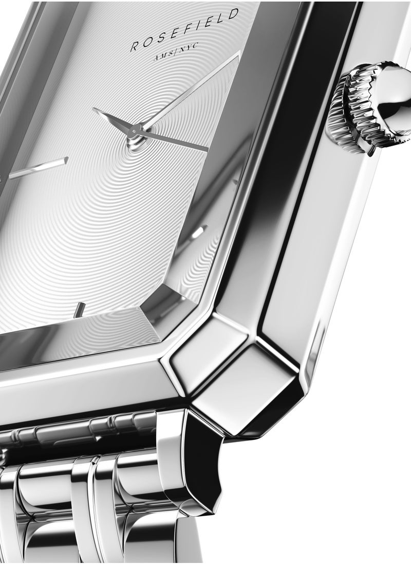 RoseField - Rosefield Octagon White Sunray Steel Silver Women Watch - OCWSS-O41 - Image 1