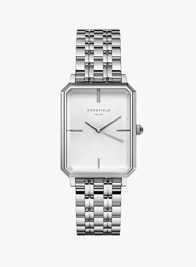 Rosefield Rosefield Octagon White Sunray Steel Silver Women Watch - OCWSS-O41