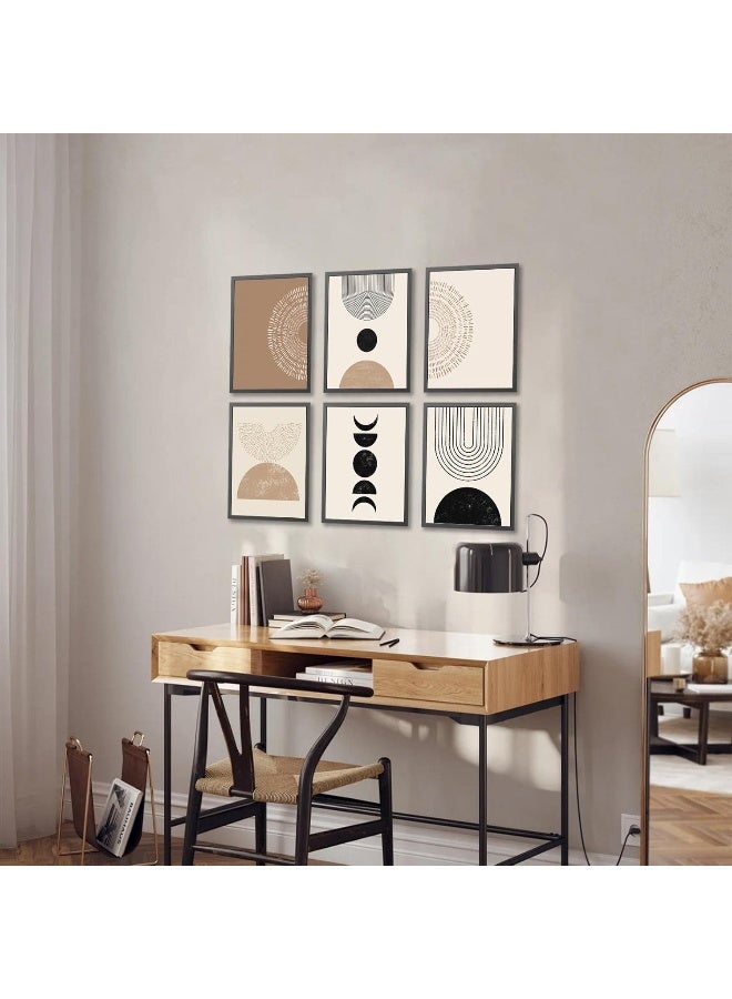 Home Trove Abstract Boho Wall Art Prints Set of 6, Minimalist Geometric Boho Wall Art Black Brown Beige Line Art Canvas Painting Pictures, Mid-Century Modern Prints Gallery Wall Posters for Bedroom Living Room  - Image 5