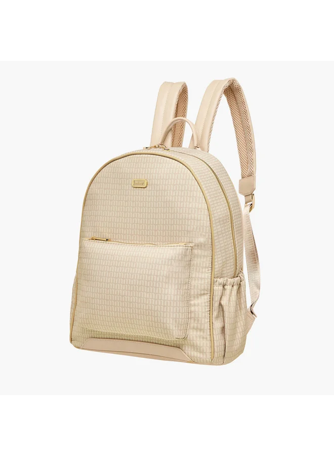 MISSY Women Monogram Print Backpack with Adjustable Shoulder Straps and Zip Closure - 32x21x38 cm