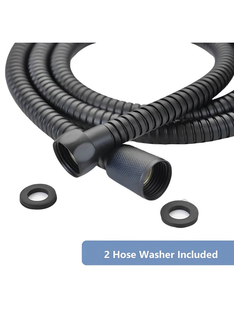 FIRST PRO - Stainless steel flexible shower hose shattaf replacement for hand showerhead water hose pipe leak proof rust resistant shower pipe black 1.5M - Image 1