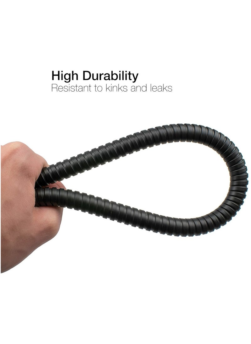 FIRST PRO - Stainless steel flexible shower hose shattaf replacement for hand showerhead water hose pipe leak proof rust resistant shower pipe black 1.5M - Image 1