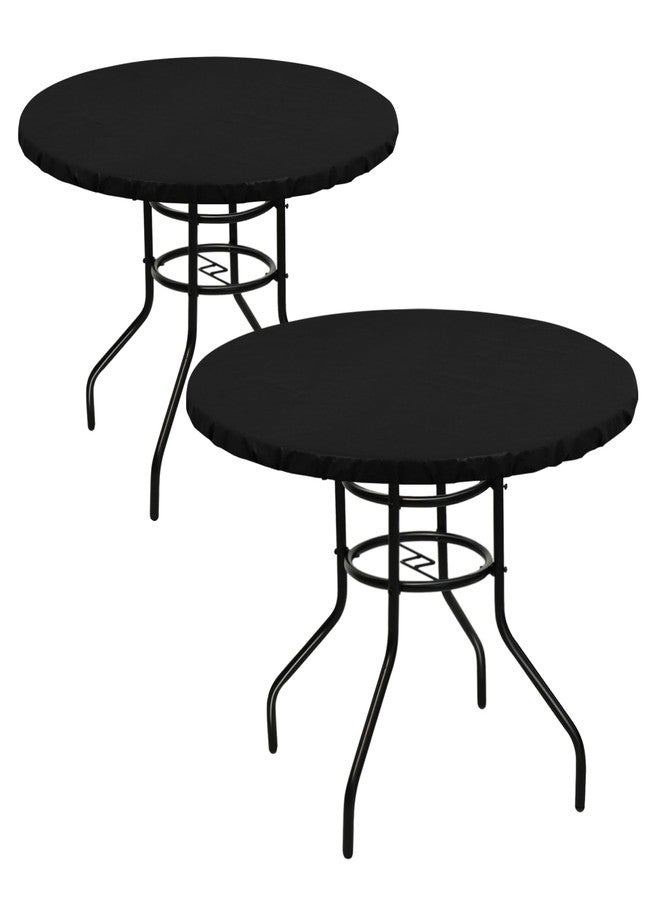 LUSHVIDA Round Waterproof Table Cover Elastic Vinyl Fitted Tablecloth Elastic Edged Plastic Table Cloth (Black, 2PCS Best for Up to 36"-44" Round) - Image 1