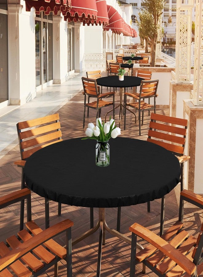 LUSHVIDA Round Waterproof Table Cover Elastic Vinyl Fitted Tablecloth Elastic Edged Plastic Table Cloth (Black, 2PCS Best for Up to 36"-44" Round) - Image 5