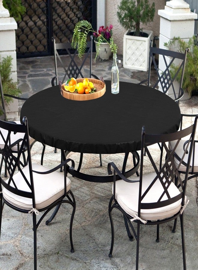 LUSHVIDA Round Waterproof Table Cover Elastic Vinyl Fitted Tablecloth Elastic Edged Plastic Table Cloth (Black, 2PCS Best for Up to 36"-44" Round) - Image 4