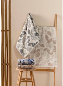 COTTON BOX 4 Piece Jacquard Scandinavian Towel Set Kelda 50 x 90 cm  - Image 1