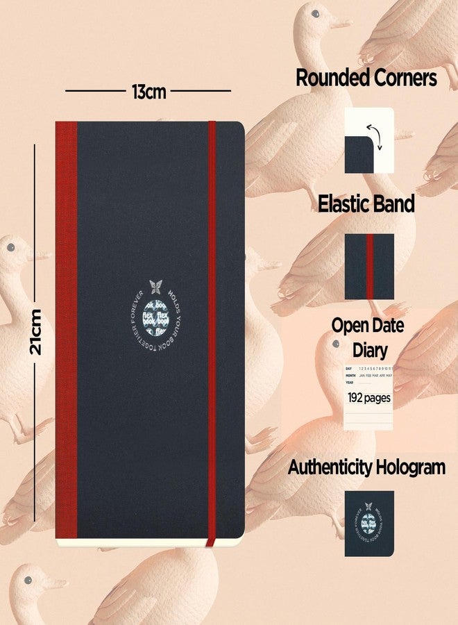 flexbook Flex Global Notebook Open Date Red | Medium | 13x21cm - A5 (Minus)| 192 pages | 85gsm Fabriano Ivory Paper | Special Black Art Paper Cover | Elastic Band Closure - Image 2