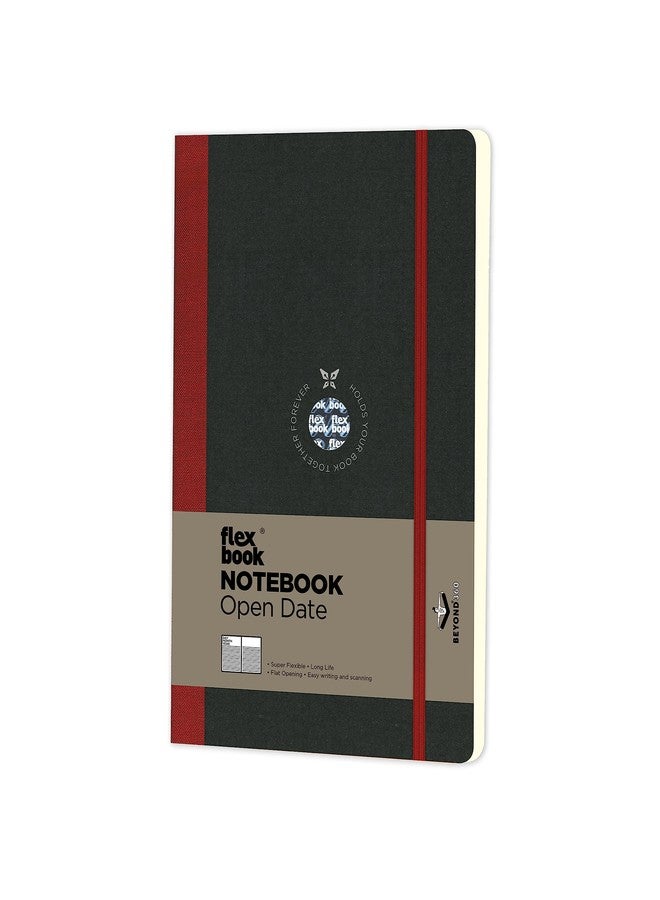 flexbook Flex Global Notebook Open Date Red | Medium | 13x21cm - A5 (Minus)| 192 pages | 85gsm Fabriano Ivory Paper | Special Black Art Paper Cover | Elastic Band Closure - Image 1
