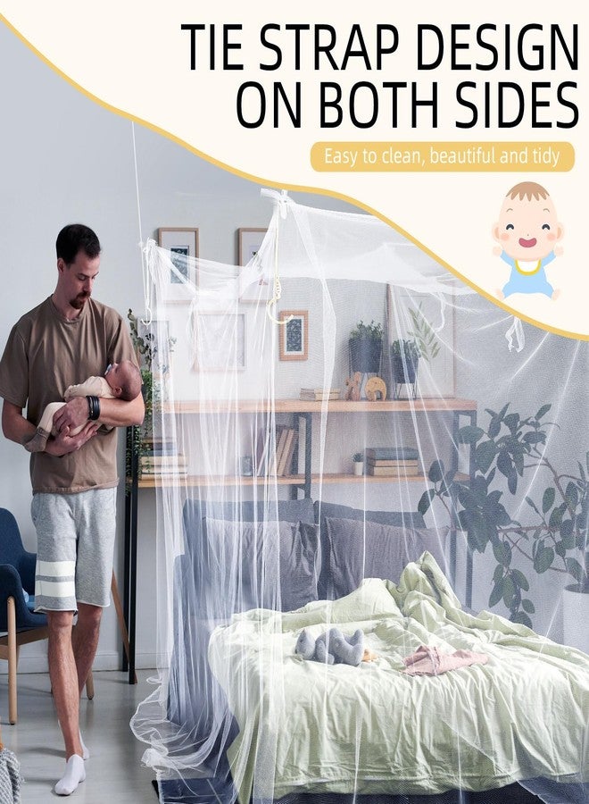 Mindsoft 4 Corners Mosquito Net for Mosquiteros para Camas Bed Canopies Netting Bed Drapes Rectangular Mosquito Mesh for Camping Home Outdoor Travel(White,L87 X W79 X H79 Inch,1 Opening) - Image 4
